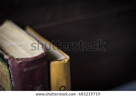 Amazing picture of old books on a wooden background. Taken from 