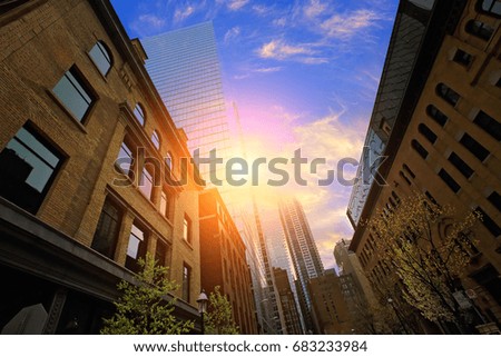 Toronto downtown buildings at sunset