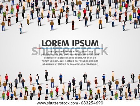 Large group of people on white background. Vector people background
