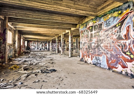 abandoned factory hall Royalty-Free Stock Photo #68325649