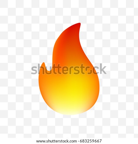 Fire Emoticon on Transparent Background. Isolated Vector Illustration 