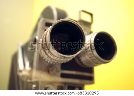 Closeup Of Black And Silver Vintage Film/Video Camera - Lens