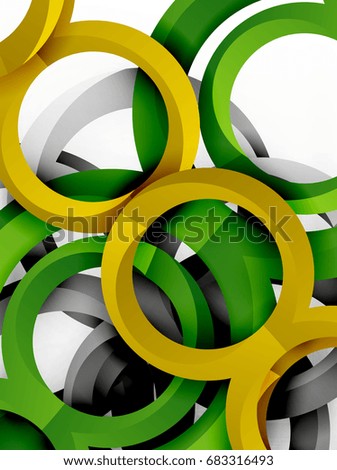 Vector 3d rings and swirls design background