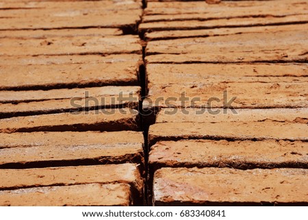 Close up brick texture after burning process.