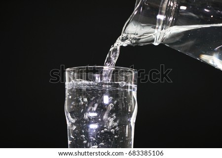 Glass of water on Black background.