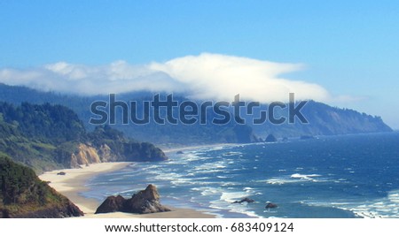 IMAGES OF OREGON COAST FROM HIGH MOUNTAIN CLIFF