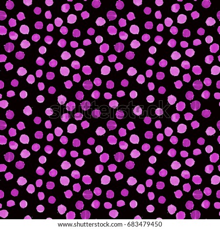 Raster violet polka dot pattern on black background.