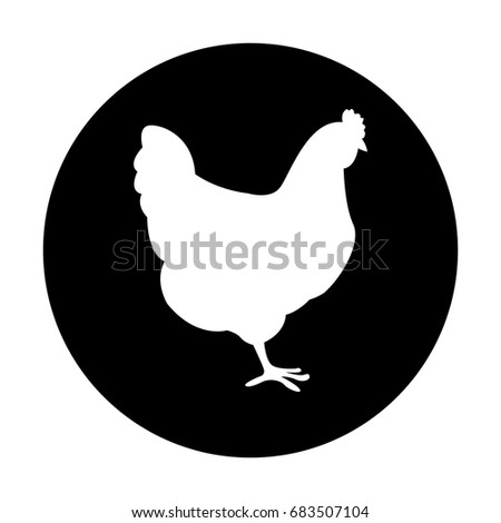 Isolated black sticker with a chicken icon, Vector illustration