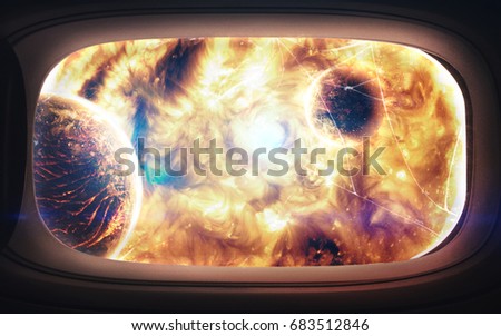 Extremely hot star. Liquid plasma. Science fiction space wallpaper, incredibly beautiful planets, galaxies, dark and cold beauty of endless universe. Elements of this image furnished by NASA
