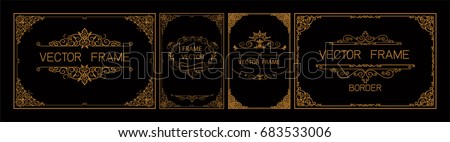 Set of Gold borders photo frames with corner thailand line floral for picture, Vector frame design decoration pattern style. frame border design is patterned Thai style