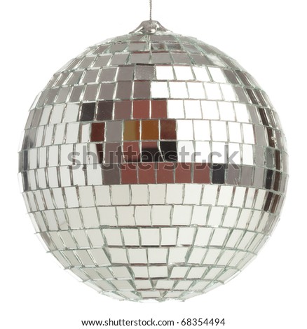 closeup of a mirror ball on a white background
