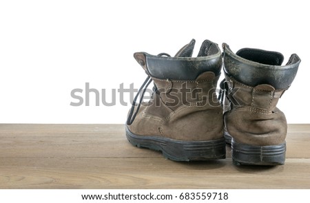 old working boot with white background
