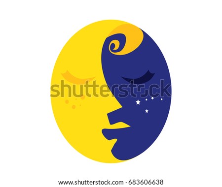 Natural Organic Beauty Female Face Logo - Crescent Moon Forming A Sleeping Female Face
