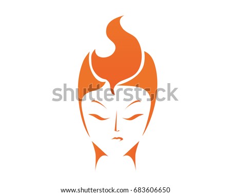 Natural Organic Beauty Female Face Logo - Flaming On Fire Female Figure