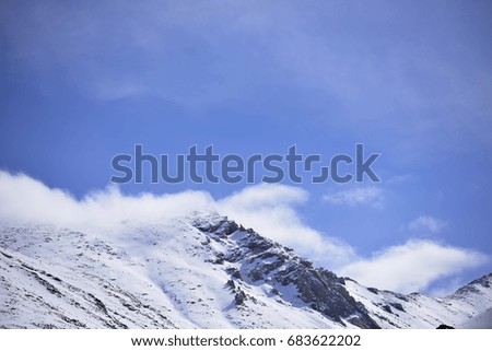 Snow Mountain with Blue Sky from Leh Ladakh India.
