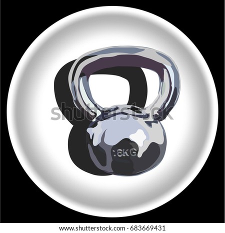 icon kettler bell with shadow on white plate.