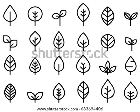 Set of Leaf Line Minimal Icon Royalty-Free Stock Photo #683694406