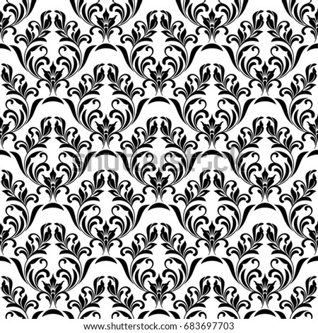 Seamless pattern. Ornate floral design in royal  baroque style on a white background. Ideal for textile print and wallpapers.