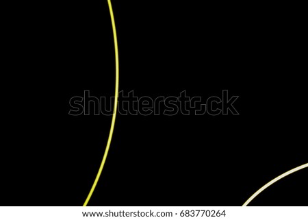The abstract photo showing of the mystery line light, or flashlight path arts patterns for texture and business background isolated on black template with blank space