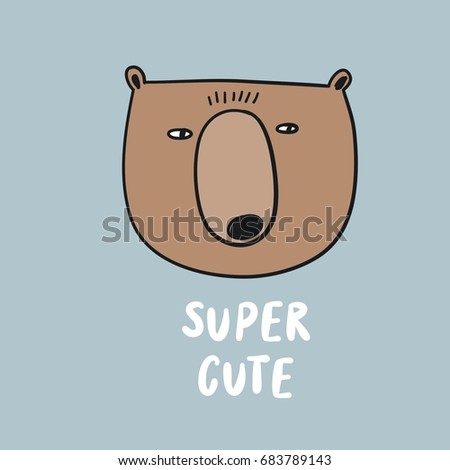 Cute card with hand drawn bear