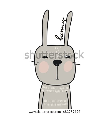 Vector print with cute bunny