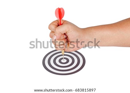 The hand grip darts hitting the center of the goal.