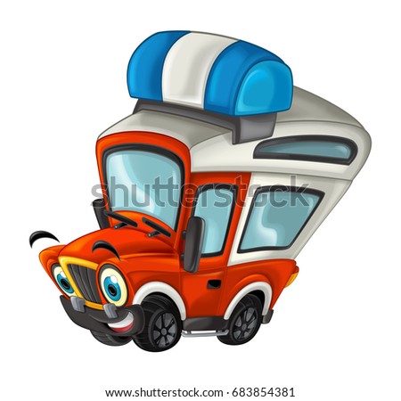cartoon happy and funny off road fire fighter truck / smiling vehicle