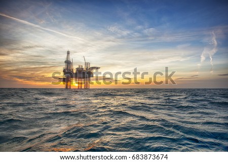 Offshore oil installation  Royalty-Free Stock Photo #683873674