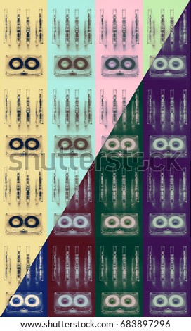 Audio cassettes for recorder 80s 90s 70s retro vintage old music time generation music tape wallpaper background style nostalgia song cover