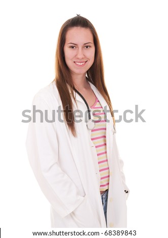 Female doctor isolate on white