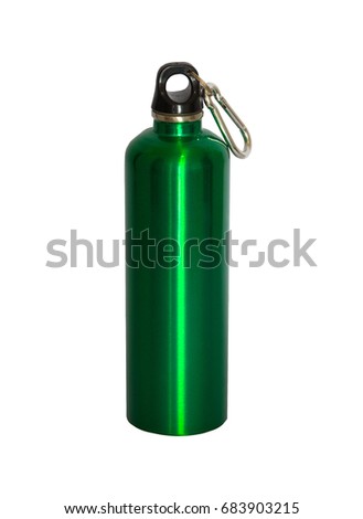 Green metal water flask isolated on a white background with path
 Royalty-Free Stock Photo #683903215