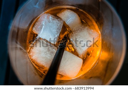 Cold drink with ice cubes