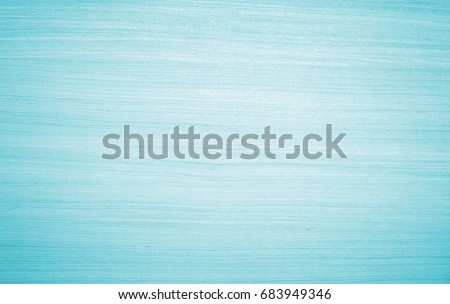 Grain wood image texture on blue cyan board background. Mint green Solid rustic table plywood in light teal pastel bacground, Vintage clean wooden tabletop pattern fake paper timber brush cool marble. Royalty-Free Stock Photo #683949346