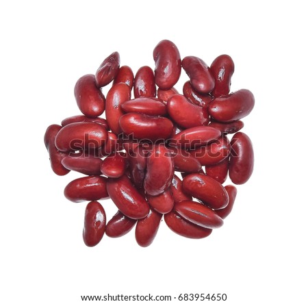 Pile of red kidney bean, canned beans isolated on white background, Top view. Royalty-Free Stock Photo #683954650