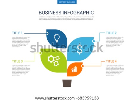 Infograhpic business presentation slide template with leaf process chart