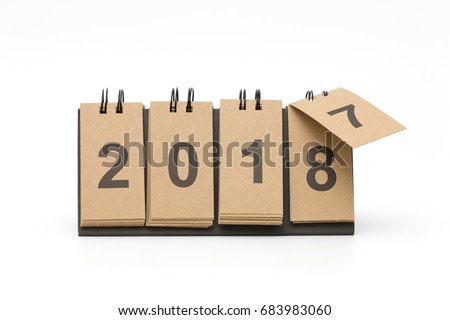 New Year 2018 is coming concept. Happy New Year 2018 replace 2017 concept isolated on white background. Royalty-Free Stock Photo #683983060