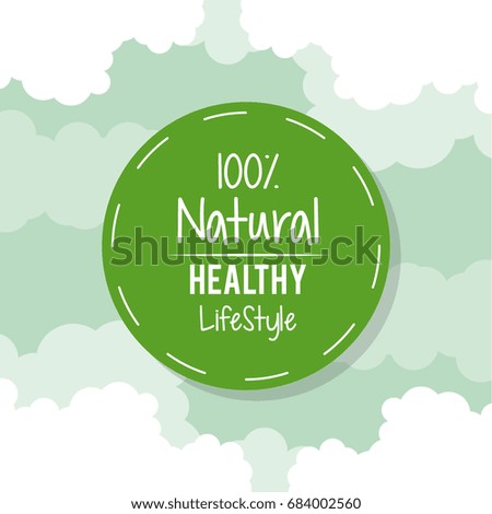 color background with circular green logo of one hundred percent natural healthy lifestyle