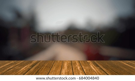 wooden top table with blurred background