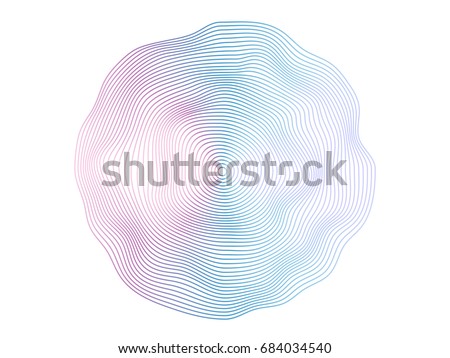 Abstract flowing wave surface of circle lines with colorful soft tone color palette on white background for design element, banner, background