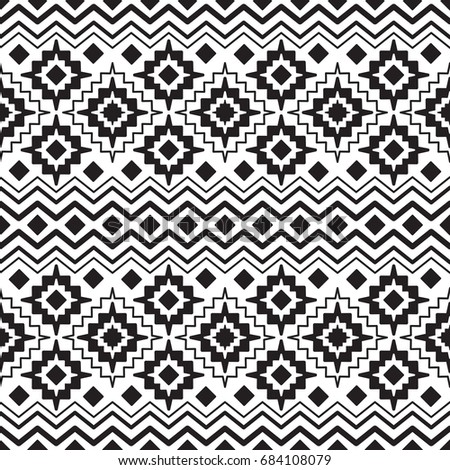 Vector Seamless Ethnic Black and White Patterns