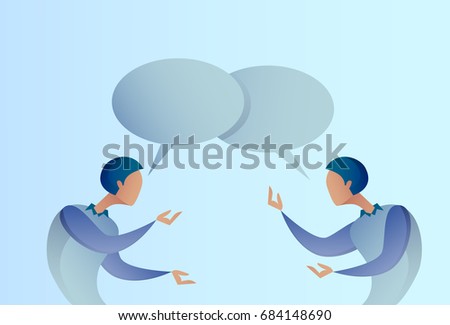Two Abstract Businessman Talking Chat Box Bubble Communication Concept, Business Man Vector Illustration