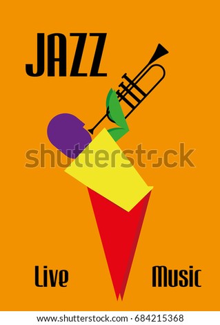 Flat Retro Design Vector, Jazz live music for T Shist Design, Poster, Wallpaper and Advertising