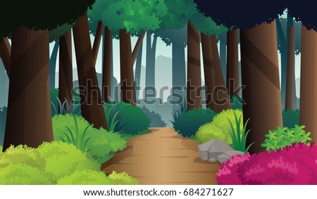 Illustration of Pathway into Dense Forest.