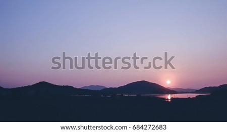 

Mountain backlight When the sun is setting in Pattaya
