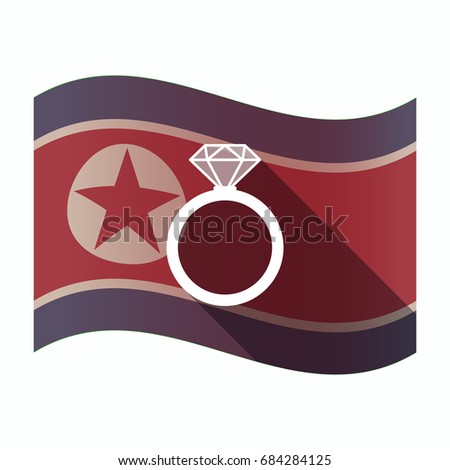 Illustration of a long shadow North Korea flag with an engagement ring