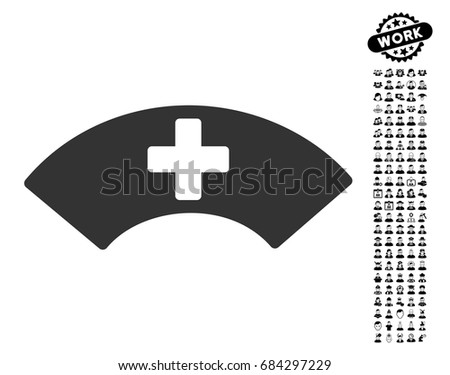 Medical Visor icon with black bonus people clip art. Medical Visor vector illustration style is a flat gray iconic element for web design, app user interfaces.