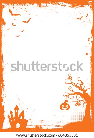 A3 international paper size Halloween element with border and white background template