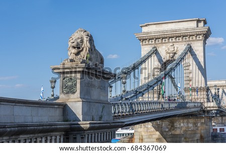The Chain Bridge (Szechenyi Lanchid) at Budapest. Budapest, Hungary.
 Royalty-Free Stock Photo #684367069