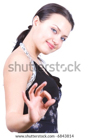 girl doing the okay sign and smiling - isolated over a white background