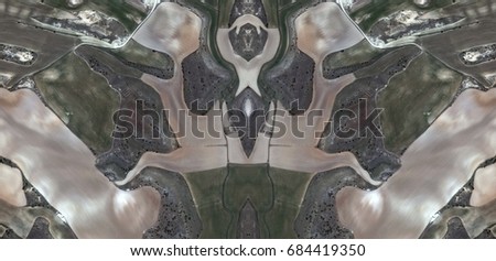 The sons of Sauron,Abstract Symmetrical Photographs of Spain fields from the air ,artistic representation of human labor camps bird's eye view,  abstract  surreal, expressionist
